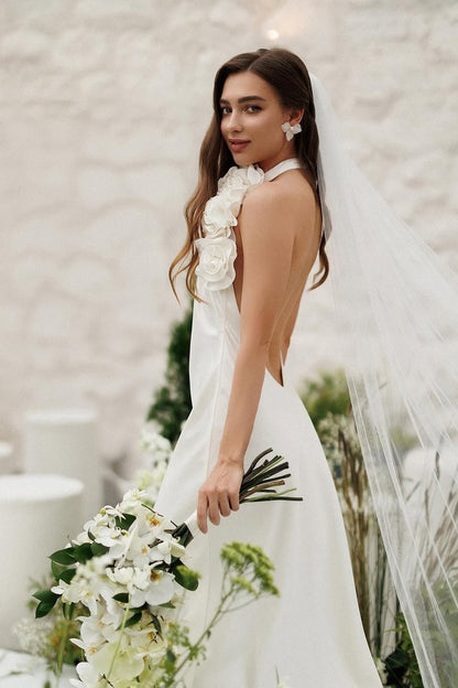 Isabel Halterneck Applique Maxi Dress