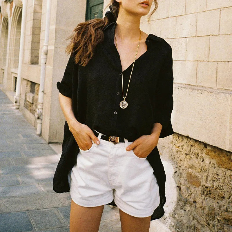 Linen Half Sleeve Office Blouse