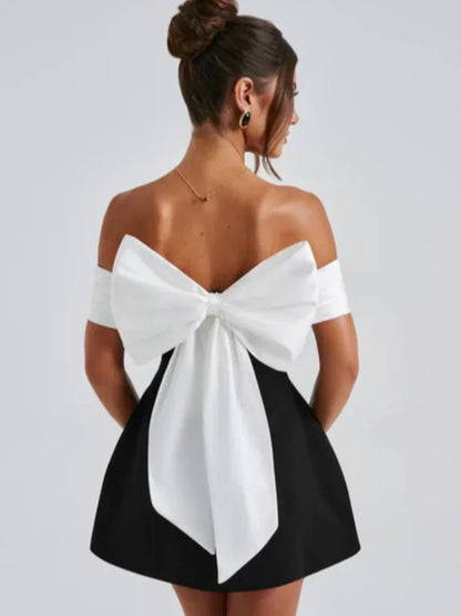 Bella - Back Big Bow Mini Dress