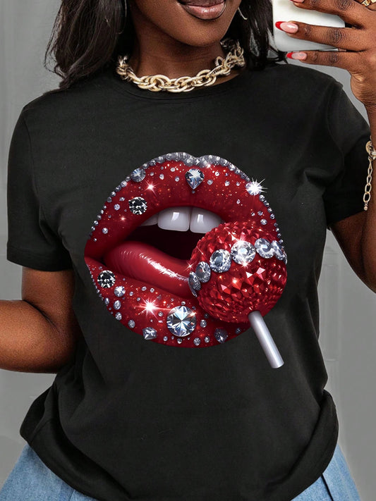 Lollipop Print Elastic T-shirt