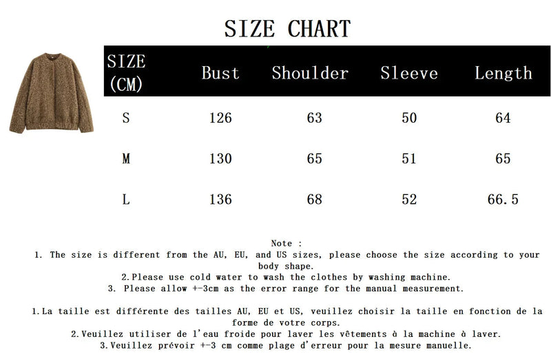 Bomber Jacket Stand Collar Single Breasted Woolen Coat Long Sleeve Outerwear New