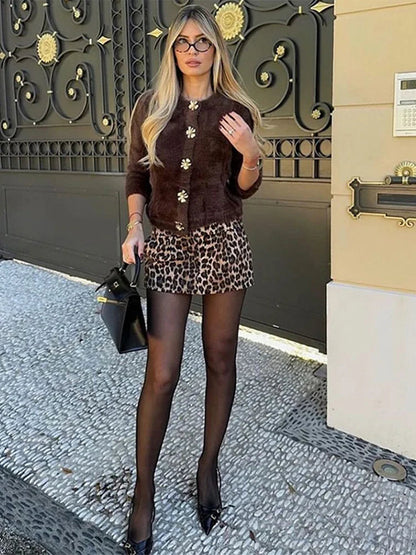 Faux Fur Half Sleeve Cardigans Single Breasted O-neck Loose Wine Red Sweater Female Furry Autumn Tops