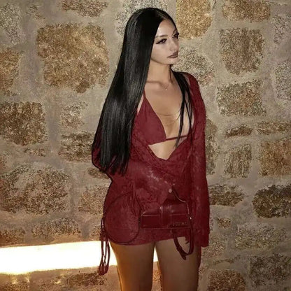 Strapless Lace Backless Party Mini Dress