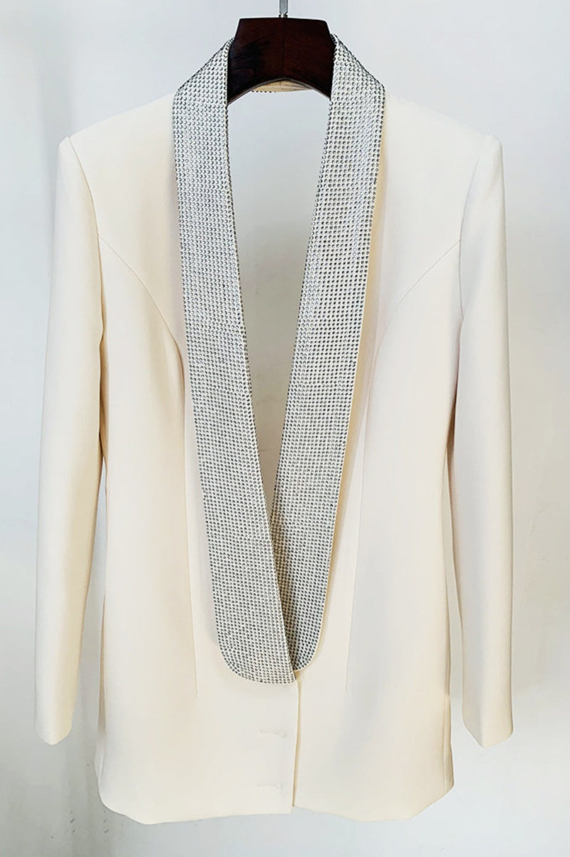 Scarlett Crystal Embellished Cutout Blazer Dress - White