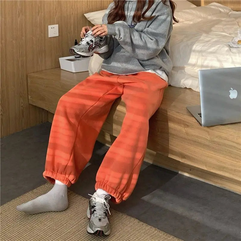 Thicken High Waist Loose Korean Autumn Winter Sweatpants
