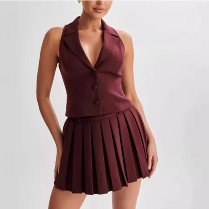 Eleanor Waistcoat & Pleated Mini Skirt Co-ord
