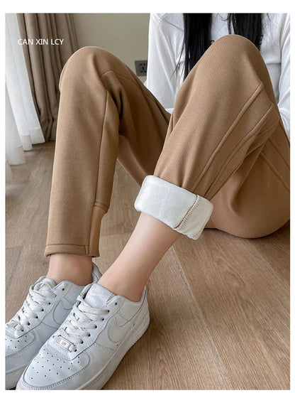 Plush Warm Drawstring Loose Fleece Sweatpants