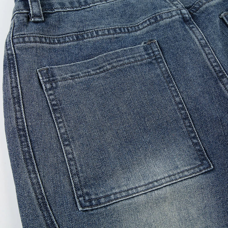 Y2k Low Waisted Washed Flare Jeans Korean Blue Slim Fit Denim Pants Lady Boot Cut Trousers