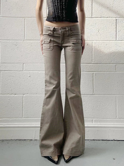 Slim Fit Simple Flared Pants High Causal England Style All-match Basic Jeans Classical Clothing