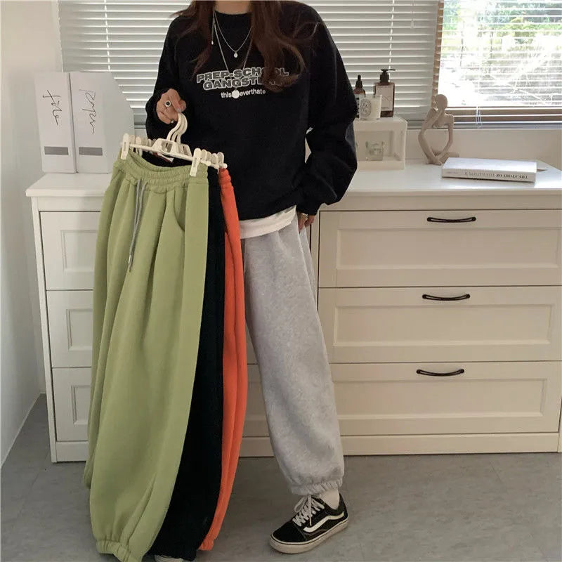 Thicken High Waist Loose Korean Autumn Winter Sweatpants