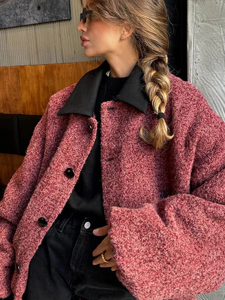 Lapel Jackets Loose Single Breasted Jacket Coat With Pockets Female New Spring Street Outwear