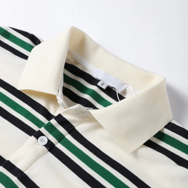 Stripe Basic T-shirt Long Sleeve Female All Match Polo Shirt Spring New Loose Tops High Street