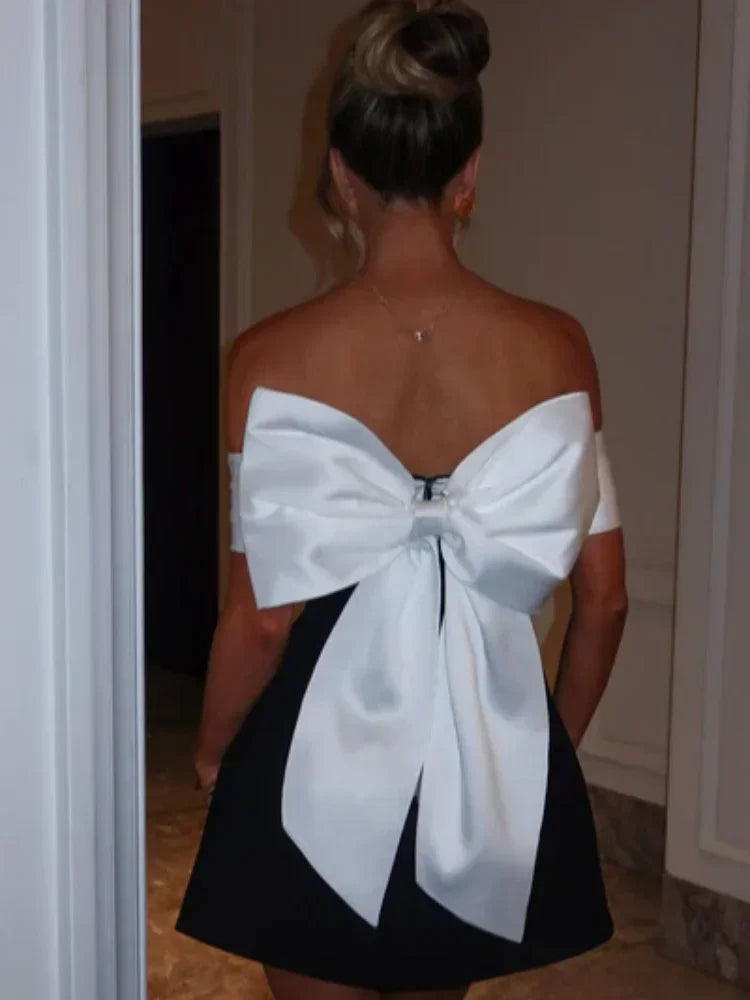 Bella - Back Big Bow Mini Dress