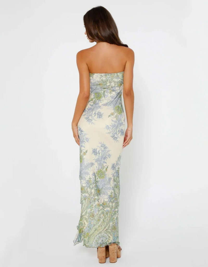 Seraphine| Romantic Print Strapless Maxi Dress