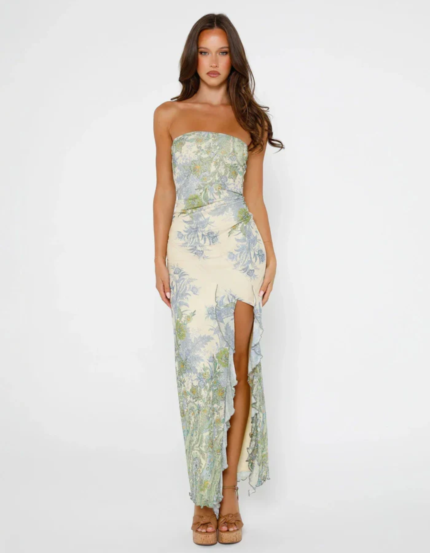 Seraphine| Romantic Print Strapless Maxi Dress