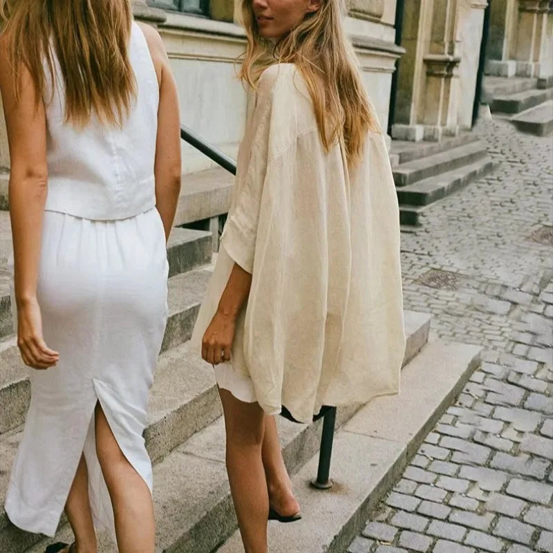 Linen Half Sleeve Office Blouse