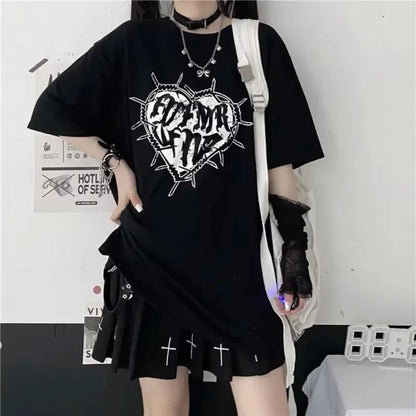 Gothic Print Black T-shirt