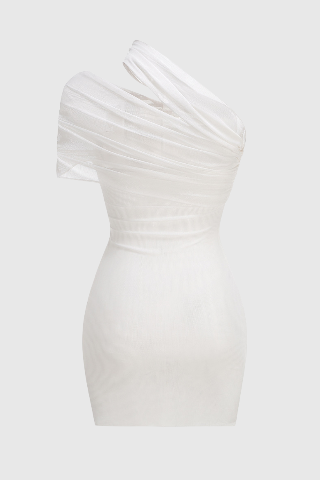 Sheadia One Shoulder Mesh Ruched Mini Dress