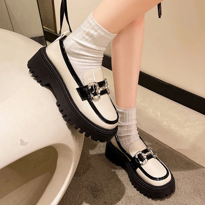 Rhinestone Mix Color Chunky Thick Bottom Non-slip Shiny Flats Loafers