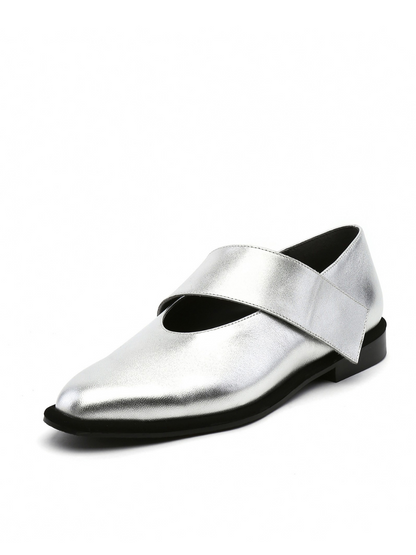 Jady Rose | Simple As Comfort Leather Flat - Silver