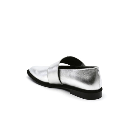 Jady Rose | Simple As Comfort Leather Flat - Silver