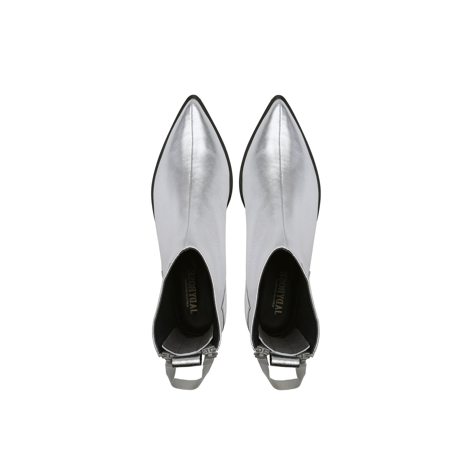Jady Rose | Silver Back-zip Leather Ankle Boot