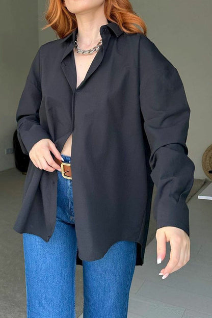 Single-breasted Back Slit Blouse