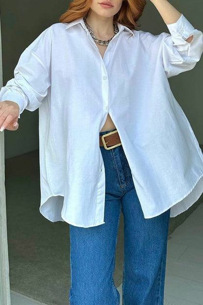 Single-breasted Back Slit Blouse