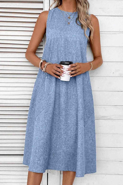 Sleeveless Pocket Midi Dress