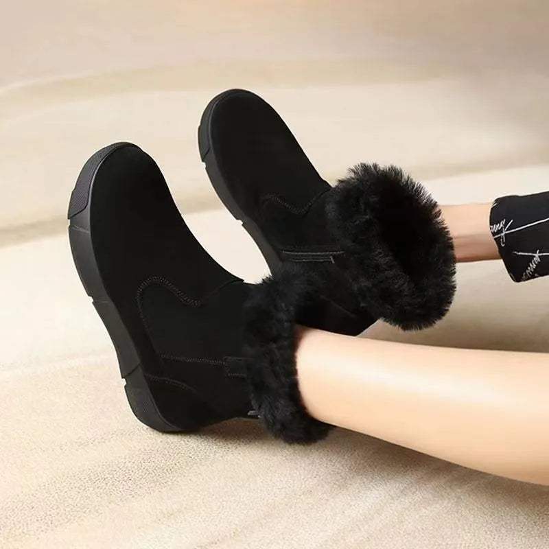 Fur Winter Suede Wool Warm Non-slip Booties Snow Boot