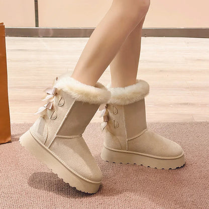 Thick Plush Thick Sole Non-slip Button Retro Snow Boot