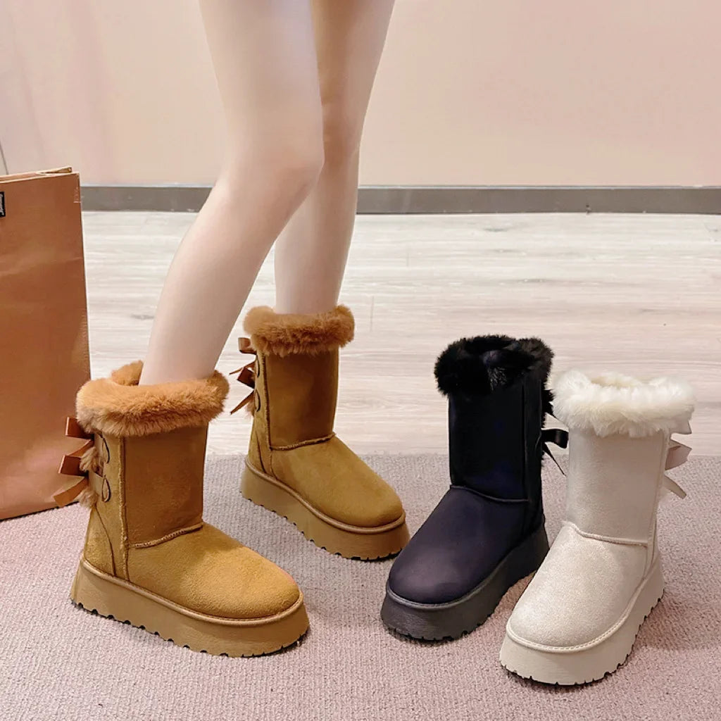Thick Plush Thick Sole Non-slip Button Retro Snow Boot