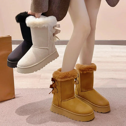 Thick Plush Thick Sole Non-slip Button Retro Snow Boot