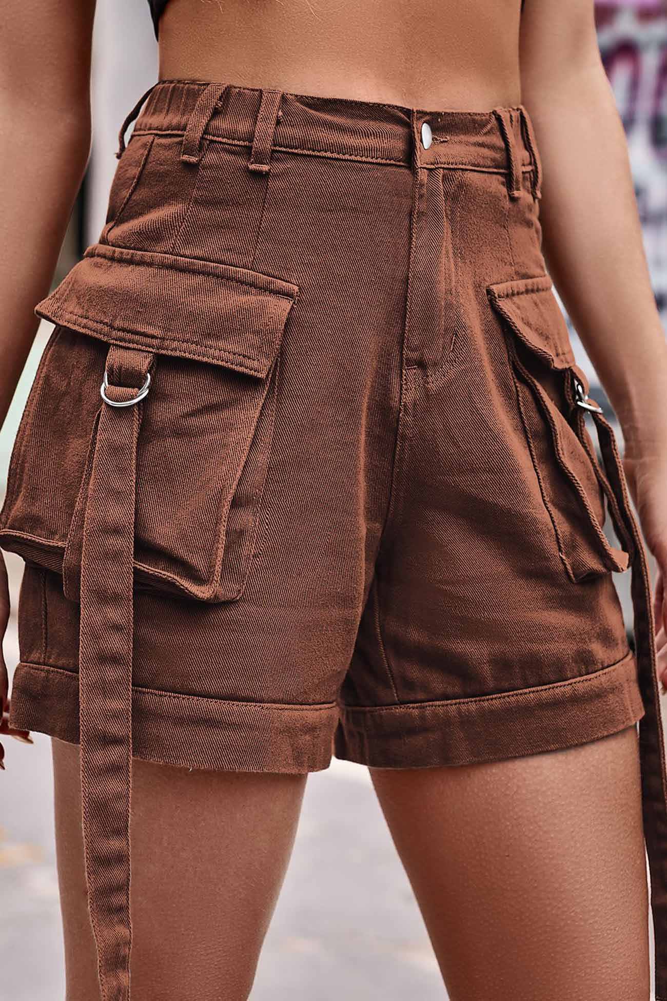 Color Cargo Denim Shorts