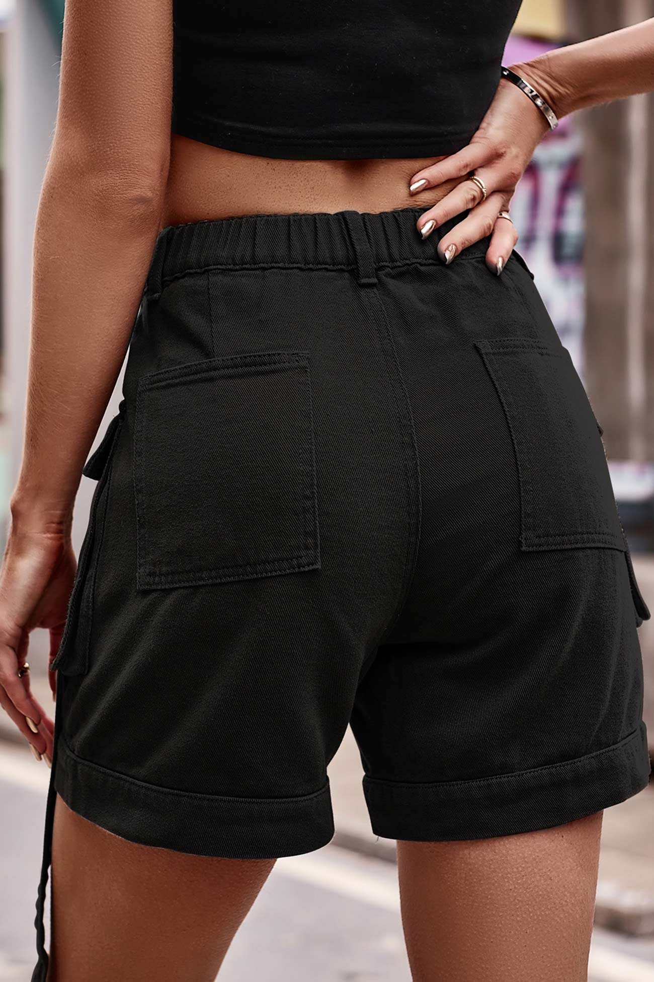 Color Cargo Denim Shorts