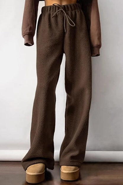 Color Elastic Waist Polar Fleece Pants