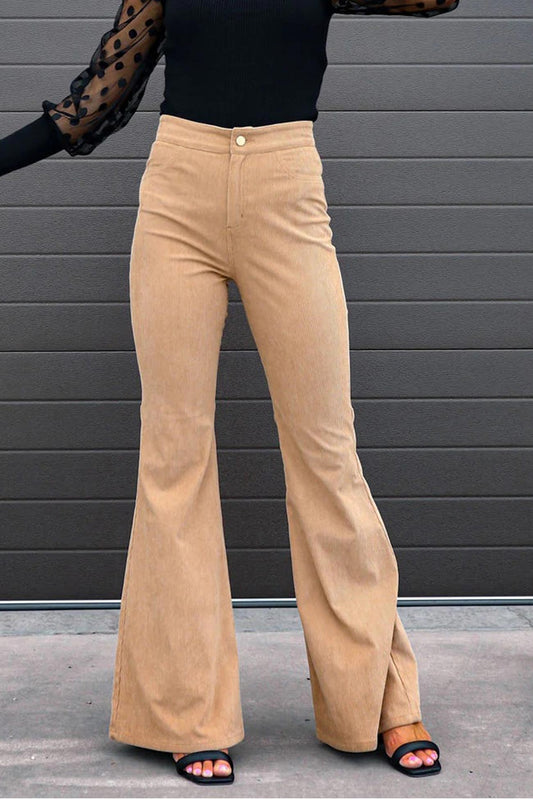 Color High Waist Flare Pants