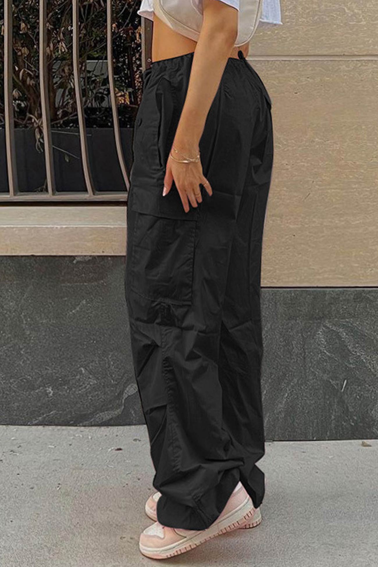 Color High Waist Cargo Pants