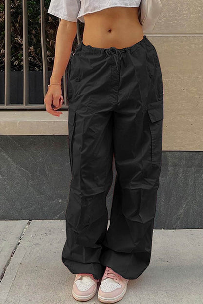 Color High Waist Cargo Pants
