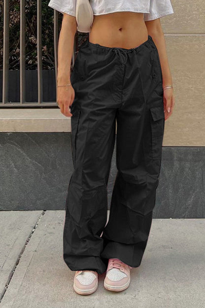 Color High Waist Cargo Pants