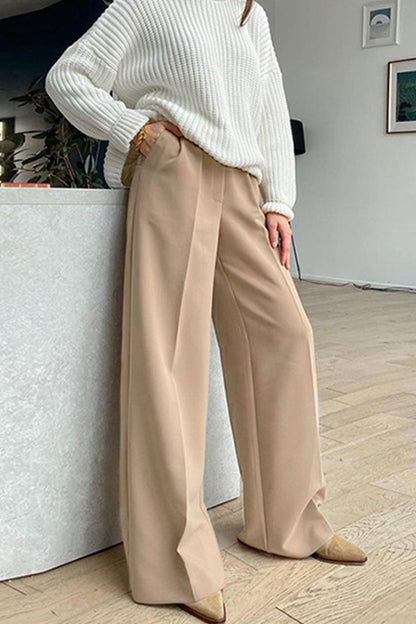 Color High Waist Loose Suit Pants