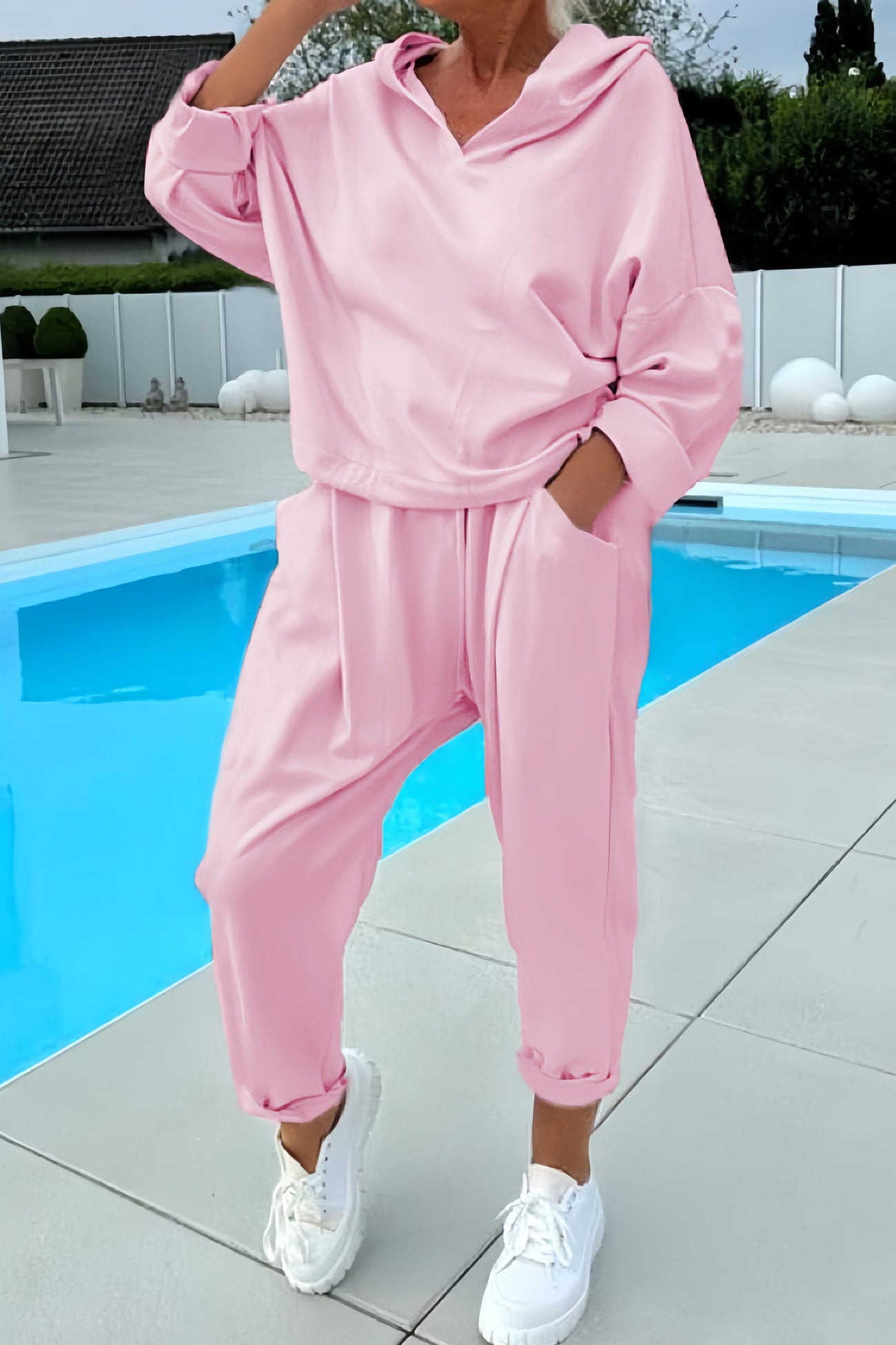 Color Hoodie Haren Pants Set