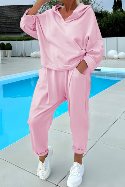 Color Hoodie Haren Pants Set