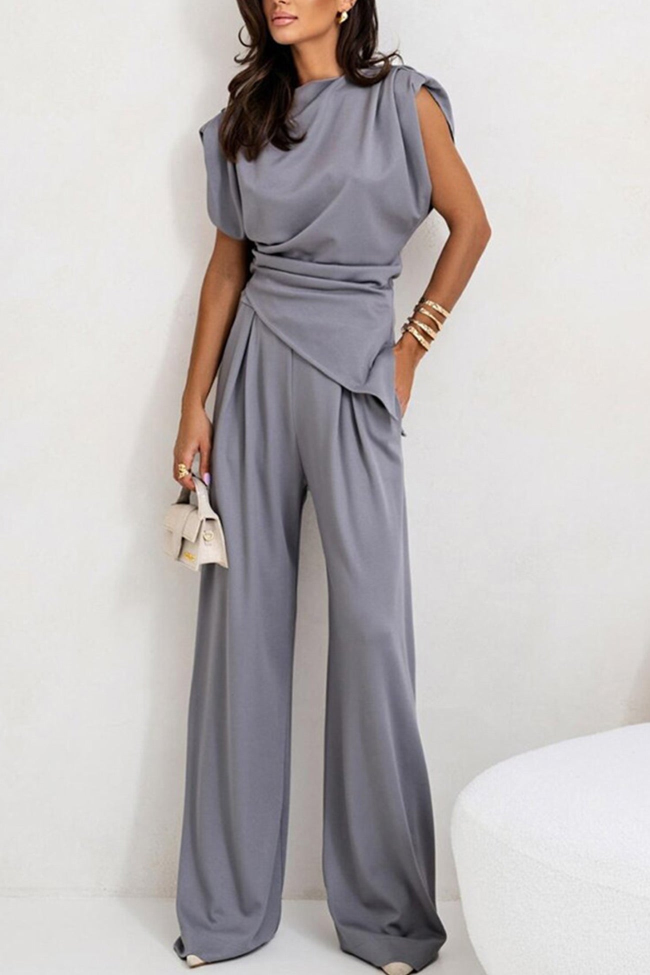 Color Irregular Vest Pants Set