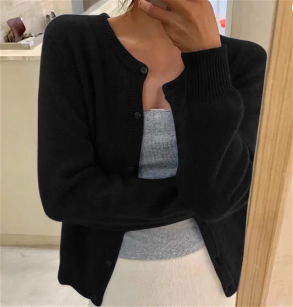 Knit Single Breasted Long Sleeve Loose Autumn Spring Cardigan