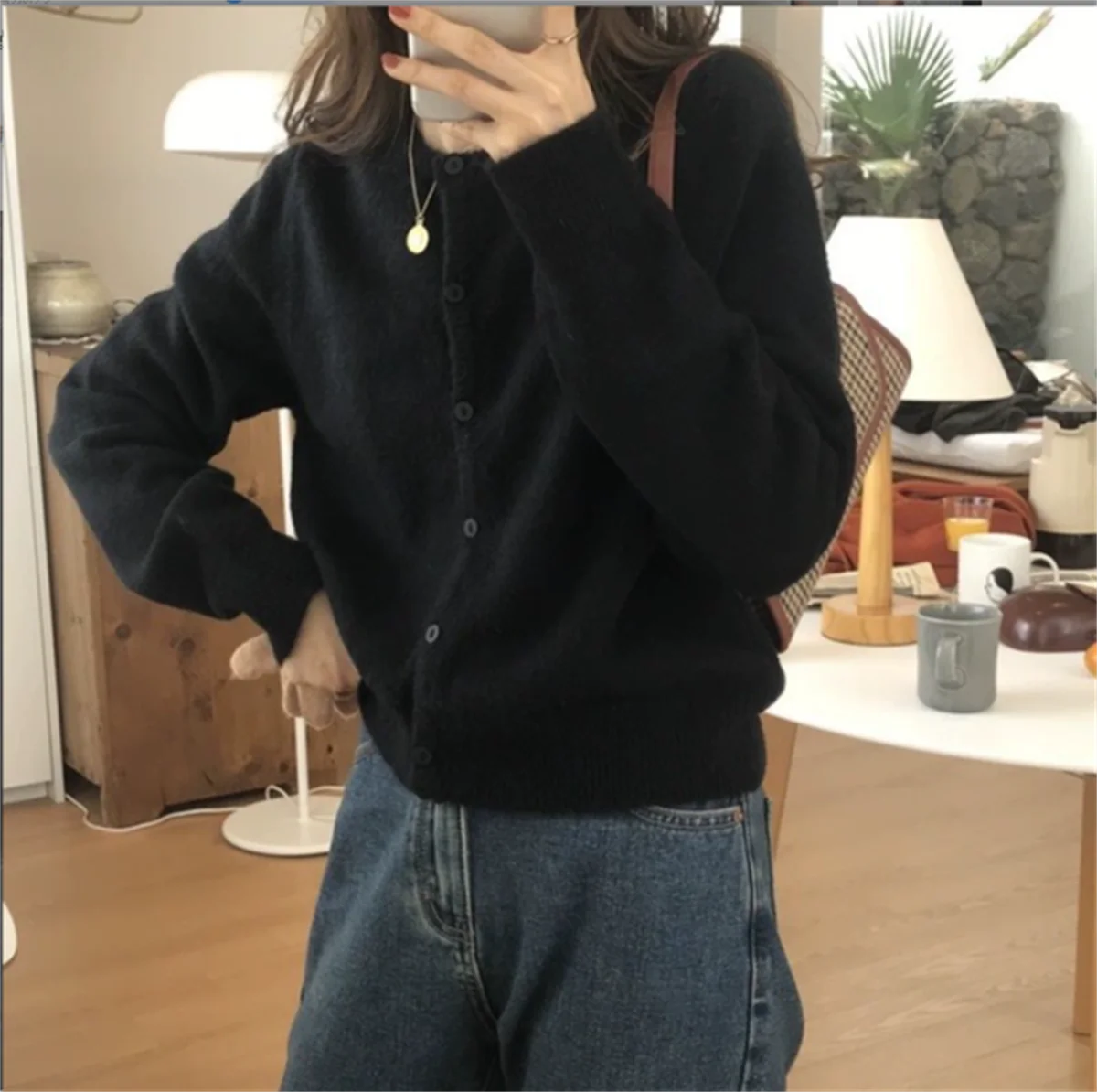 Knit Single Breasted Long Sleeve Loose Autumn Spring Cardigan