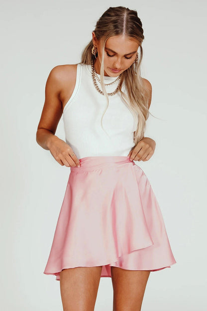 Color Lace Up Mini Skirt