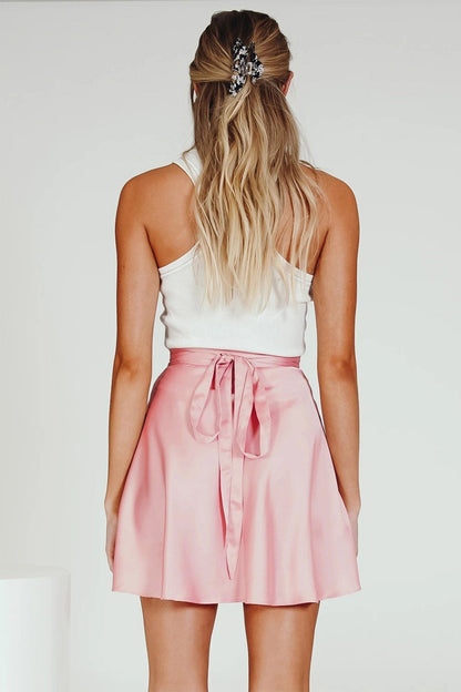Color Lace Up Mini Skirt
