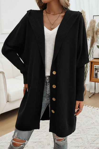 Color Single-breasted Hooded Cardigan