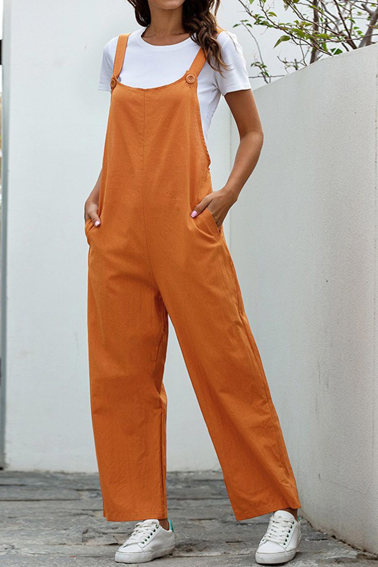 Color Sleeveless Long Pants Jumpsuits